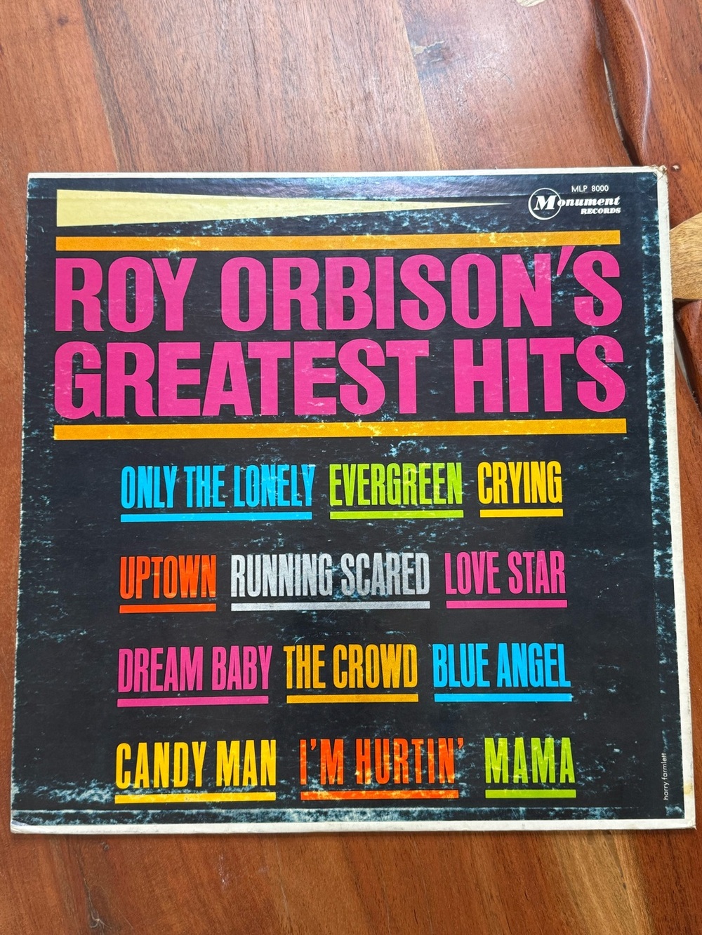 Vintage Roy Orbison's Greatest Hits Vinyl LP - Original Mono Pressing